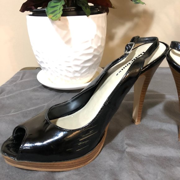 Black Patent Peep Toe Pumps - Picture 7 of 7